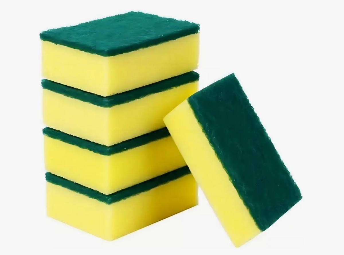 ESPONJA PARA LAVAR LOZA AMARILLA VERDE PAQ 10 UNIDADES
